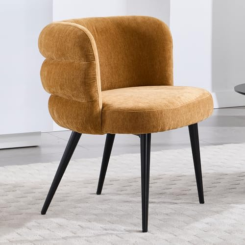 Ya-Home Sessel Wohnzimmer Schminkstuhl mit Metallgestell gepolsterter Akzentstuhl für Schlafzimmer, Chenille, Gelb