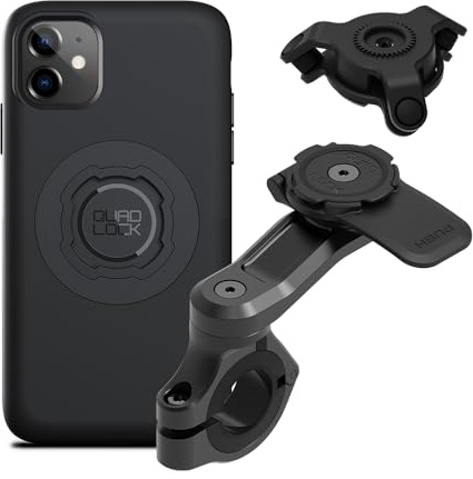 QUAD LOCK Lenker Handyhalterung PRO für Motorrad mit Vibrationsdämpfer und MAG Hülle für iPhone 11
