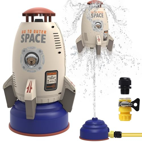 Sprinkler Rocket Launcher Toys for Kids - Outdoor Water Toys Water Splash Rocket, Summer Garden Lawns Water Toys Spray 360-Degree Rotation for Boys and Girls 3-12 Year Old Holiday Birthday Gifts