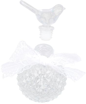 VINTORKY Botella de Perfume Decorativa Pequeña de Vidrio Tapa de Pájaro, Diseño Vintage Relieve, Frasco Artesanal para Aromaterapia y Decoración del Hogar, Accesorio para Fotografía