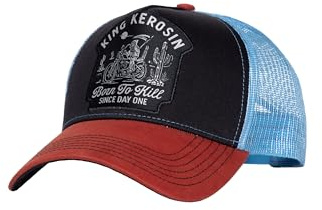King Kerosin Herren Trucker Cap Im Retro Vintage Look – Kappe Mit Stickerei, Mesh-Einsatz & Gebogenem Schirm · Verstellbar Im Biker Motorrad Style Born to Kill Since Day One