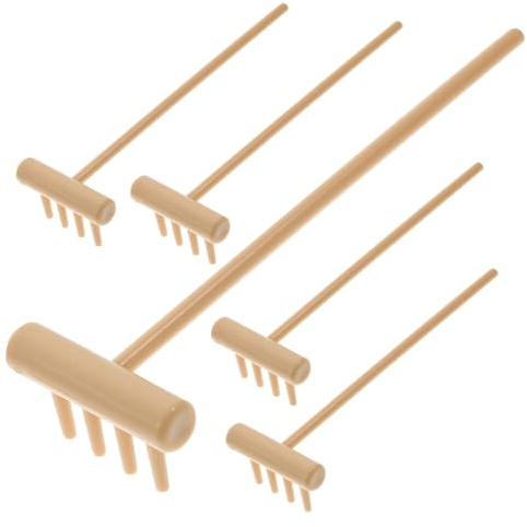 POPETPOP Lot De 6 Mini Râteaux De Table à Sable Zen pour Jardinage, Accessoires De Bureau 15 Cm en Plastique Jaune, Outils Décoratifs pour Bac à Sable, Dessin De Motifs Spa Zen
