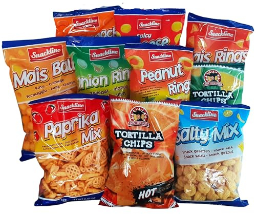 XXL Snack Box | Party Mix | Knuspriger Knabbermix | Für Filmabende, Feier, Geburtstagsfest, Grill Party | Karneval |10 Packungen Knabbergebäck