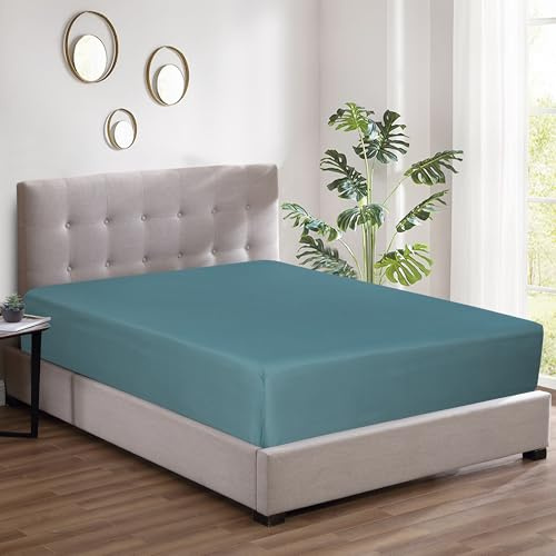 Fitted bed sheets king size 1pc- Soft Poly Cotton King Size Fitted Sheet 150x200cm with Deep Pockets fitting of Mattress upto 30cm - Elasticated Edge Fitted Sheet King Durable & Wrinkle-Resistant
