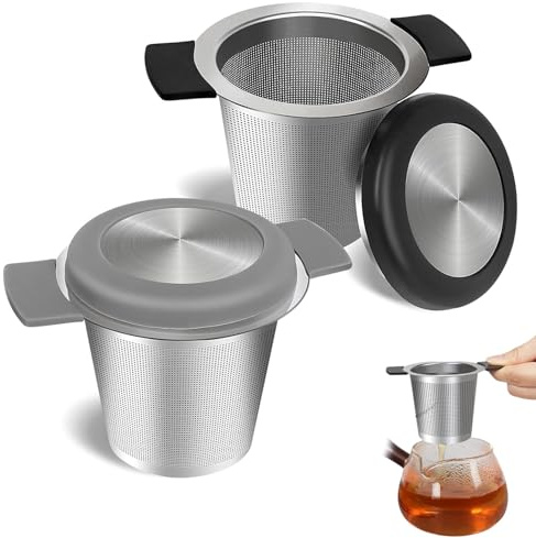 Tea Infuser for Loose Tea, 304 Fine Mesh Strainer with Silicone Heat Proof Handles, Tea and Coffee Filter for Cups, Mugs,Teapots