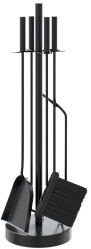 Serviteur de Cheminée, Ensemble d’Outils Ustensile Accessoire pour Cheminée 5 pièces 18 x 66 cm Acier