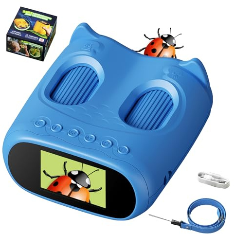 2 in 1 Handheld Microscope and Telescope for Kids, 4K 2.0 Screen, 1000X Digital Microscope for KidsPortable Educational Toys, for Age 4-12 Year Old Boys Girls Children Students