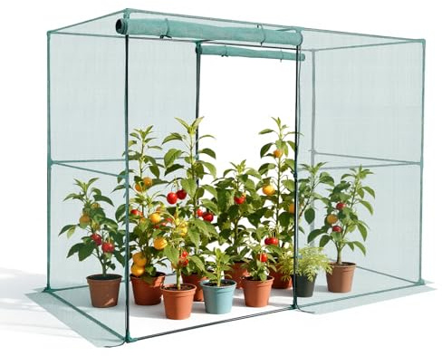 VEVOR Jaula Protectora para Cultivos, con Puerta con Cremallera, Resistente al Viento, Cubierta para Bancales Elevados de Exterior, para Jardín, Patio o Césped, 2396 x 1200 x 1800 mm, Color Verde