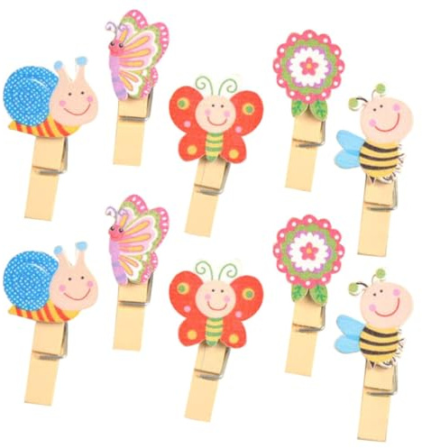 Hemobllo 40 Pezzi Clip per Foto in Legno Mollette a Forma di Lumaca e Farfalla, Resistenti e Decorazioni da Parete per Matrimonio e Compleanno, per Memo e Note