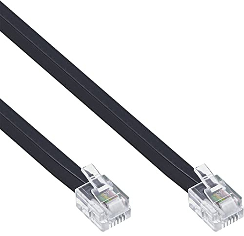 InLine 18844M câble de téléphone 15 m Noir - Cables de téléphone (15 m, RJ11, RJ11, Noir, Male connector / Male connector)