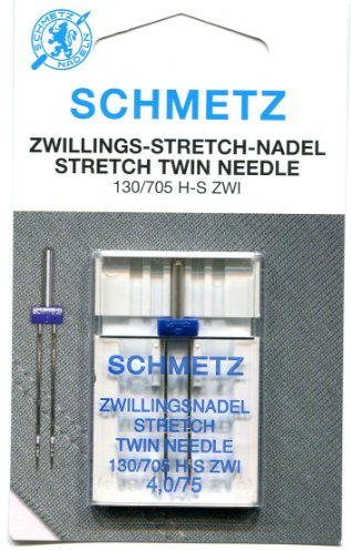 Schmetz Aguja elástica doble para máquina de coser, tamaño: 4,0/75 (75 4,0 mm de espacio)