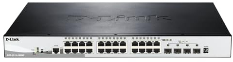D-Link DGS-1510-28XMP Smart Managed Gigabit Stack Switch (28 Ports, davon 24 x 10/100/1000 Mbit/s PoE Ports und 4 x 10G SFP+ Ports)