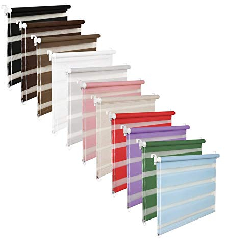 MASSANFERTIGUNG DOPPELROLLO FENSTERROLLO SICHTSCHUTZROLLO BIS 200 cm BREITE UND 150 cm LÄNGE Weiss LILA GRAU ROT SCHWARZ BRAUN GRAU