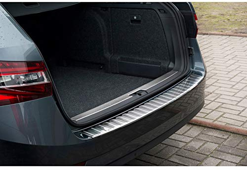 Avisa Edelstahl Heckstoßstangenschutz kompatibel mit Skoda Superb Combi III 2015-2019 & 2019-2024 Inkl. Scout 'Ribs', Silber | kompatibel mit Skoda Superb Combi III 2015-2019 & 2019-2024 inkl. Scout - Silber