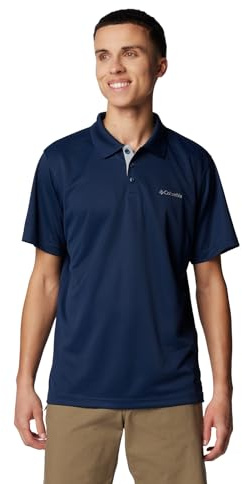 Columbia Mens Utilizer Short Sleeve Polo, Collegiate Navy, Small