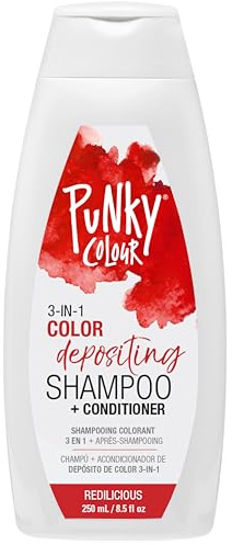 Punky Colour 3-in-1 Color Depositing Conditioner & Hair Cleanser - Redilicious, Semi Permanent Hair Color Refresh, Temporary Hair Dye, Sulfate-Free, Vegan, 8.5 fl oz.
