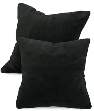npluseins 2er Pack Kissenhüllen aus Coral-Kuschel-Fleece (2 Stück) 1257.1667, ca. 50 x 50 cm, Schwarz | Öko-Tex Standard 100, verdeckter Reißverschluss, flauschig weich, pillingarm, waschbar bis 40 °C, schnelltrocknend