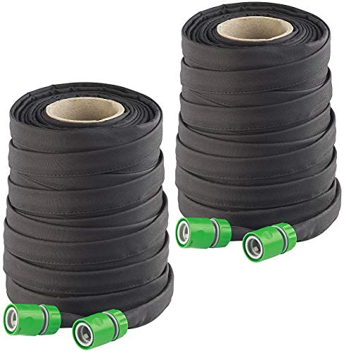 Royal Gardineer 2 tuyaux darrosage poreux Plats avec raccords et Valve darrêt - 50 m