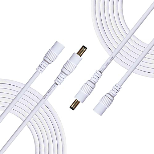 Liwinting 2pcs 2m/6.56Feet DC Verlängerungskabel 2.5 mm x 5.5 mm DC Anschlusskabel Gleichstrom Verbinderkabel Verteiler Männlich zu Weiblich Verbinder für Netzteil, CCTV-Kamera - Weiß