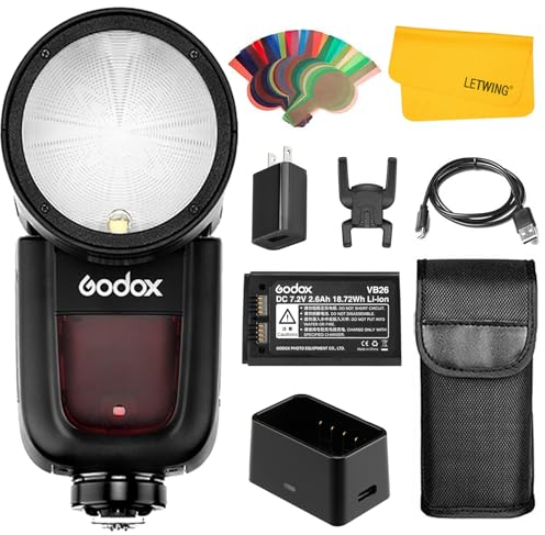 Godox V1F V1-F Flash for Fuji, TTL Flash Speedlight 1/8000 HSS, Li-ion Battery V1 Round Head Flash Strobe Speedlite Compatible for Fujifilm Camera Studio Portrait Wedding