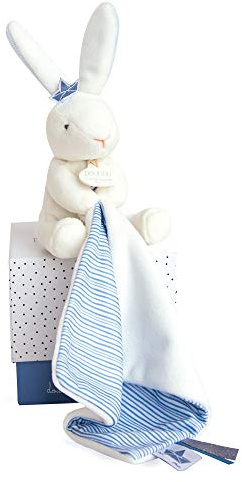 Doudou et Compagnie DC3514 kanin matta – marionett med filt, blå