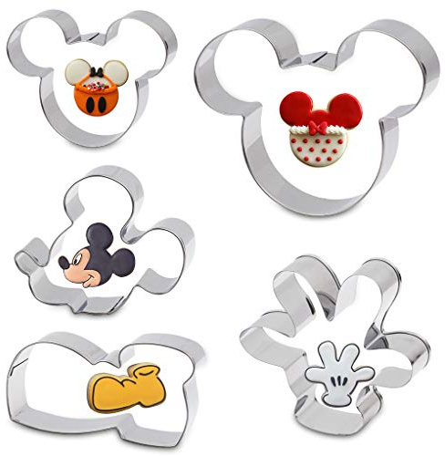 Cookie Cutters for Kids - Sandwich Cartoon of Mickey Mouse Cookie Cutter Shaped Biscuit Mould for DIY Cake Craft Bakeware Decoration Stainless Steel Cutter Set 5 pcs