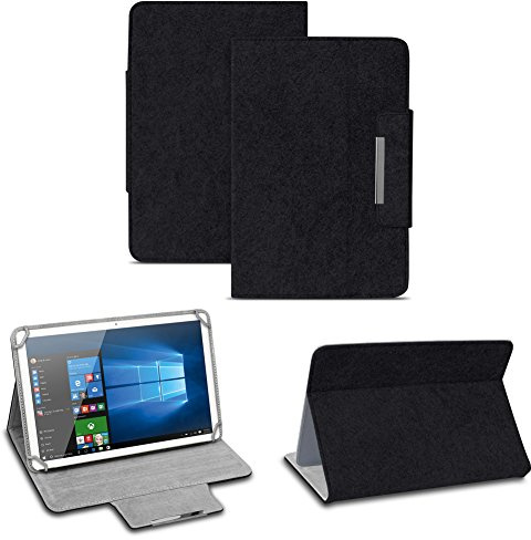 NAUC Filz Hülle kompatibel für Medion Lifetab E10530 Tablet umweltfreundlichem Filz praktischer Standfunktion Schutztasche Stand Tasche Cover Case, Farben:Schwarz
