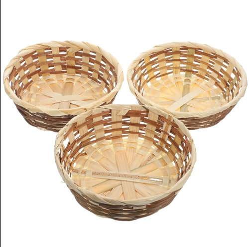 EXCEART 3 Pièces en Osier Naturel Corbeille De Fruits Corbeille À Plateau De Stockage Panier Osier Corbeille De Fruits Servant Panier Ronde Peu Profonde Panier