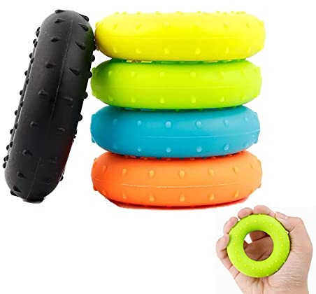 5 Pièces Silicone Exerciseur de Doigts, Entraîneur de Force de Préhension, l'Anneau de l'Avant Bras, Grip Anneaux Ronds, Anneau de Musculation Doigts, pour Augmenter Doigt Poignet Avant Bras Force