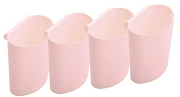 Rikyo 4Pcs Hanging Cup Holder,Rolling Cart Accessories,Plant Containers,Hanging Flower Pots,Space Saver,Storage Bucket,Pencil Holder,Make Up Pencil Holder Office,Kitchen Wall Organizer Decor (Pink)