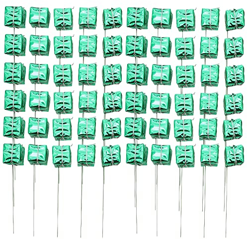 MIJOMA 60 Stück Set Mini-Geschenke Dekostecker Blumenstecker Bastelstecker Pick Drahtstecker, für DIY Basteln Blumengesteck Adventskranz Weihnachten (Grün)