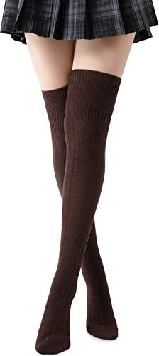 Kefiyis Knee High Socks Women's Thigh High Socks Over the Knee Socks Long Knitted Warmer Socks