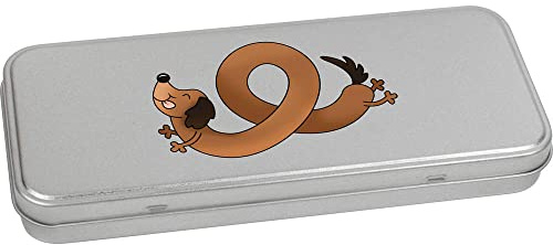 Azeeda 'Long Sausage Dog' Metal Hinged Stationery Tin/Storage Box (TT00164709)