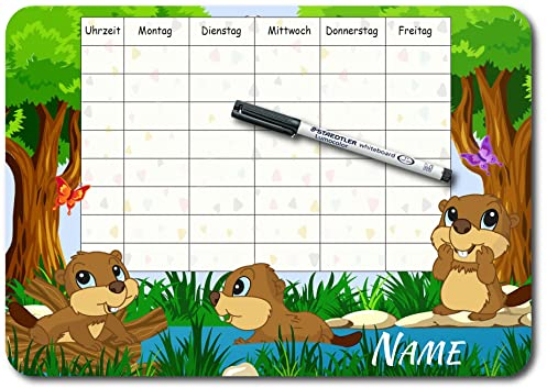 Bambinella - PVC-Schild - Stundenplan Biber- personalisiert und wiederbeschreibbar mit Whiteboardmarker