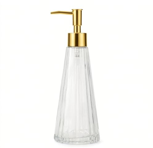 10oz/300ml Glass Soap Dispenser With Silver Rust Proof Pump for Bathroom, Kitchen - Elegant and Beautiful Clear Liquid Dispenser