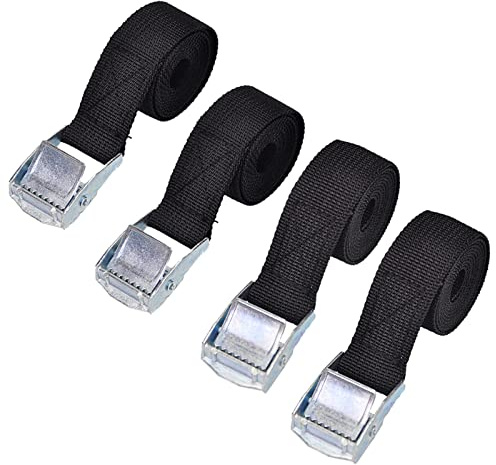 4PCS Cam Buckle Lashing Straps, 2CMX1M, 2CMX1.5M Metal Cam Buckle Tie Down Straps Fastening Straps Ratchet Tensioning Belts Roof Rack Straps for Luggage Motorcycle Bicycles Packing