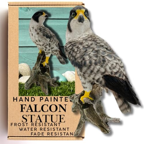 26cm Falcon Garden Ornaments Outdoor | Resin Animals Statue | Bird Gifts | 26cm Falcon Garden Bird Ornaments | Weather Resistant Garden Decorations | Resin Bird Ornaments for Garden | British Birds