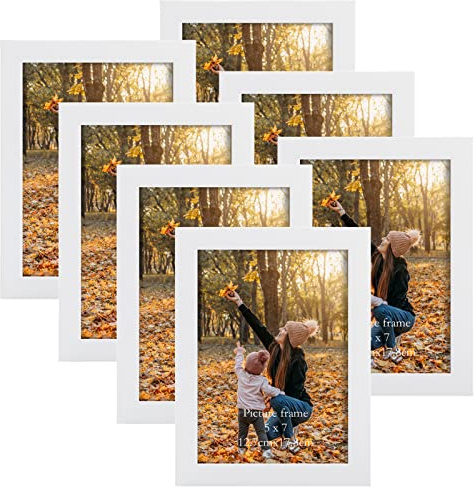 EXYGLO 7er Set Bilderrahmen 13x18 cm, Weiß Fotorahmen Collage für 18x13 cm Fotos und Bilder, Modern Rahmen Leicht und Dünn - Wand- oder Tischaufsteller
