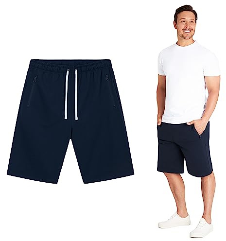 Pantalon Corto Hombre Deporte Verano Pantalones Cortos Hombre de Felpa Francesa Algodón Bermuda Shorts Deporte con Bolsillos Ropa Verano Casual Gimnasio Fitness Tallas M-3XL (Azul Marino, M)