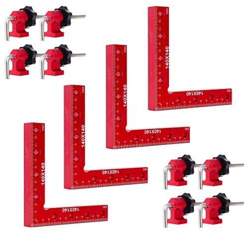 W B D WEIBIDA Winkelklemme 90 Grad, 14 cm/5,5 Zoll Winkelspanner aus Aluminiumlegierung Metall, Eckspanner für Bilderrahmen, Schachteln, Schränke oder Schubladen, Woodworking Tools,4er Pack