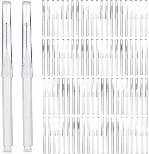 Patelai 100 Pieces Braces Brush for Cleaner Interdental Brush Toothpick Dental Tooth Flossing Head Oral Dental Hygiene Flosser Toothpick Cleaners Tooth Cleaning Tool (White)