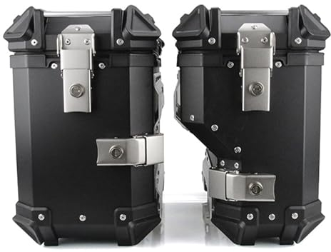 FJAUOQ Topcase Motorrad Motorradkoffer Seitenkoffer Touring 38L Top Case Motorrad Roller Aluminium Rollerkoffer Topcase Koffer Hard Satteltaschen,Schwarz,38L Right Rudder