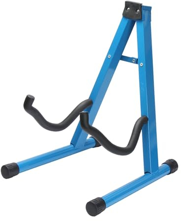 rockible Tragbarer Gitarrenständer, Universeller Zusammenklappbarer Instrumentenständer Und Gummifüße, Gitarrenständer, Blau