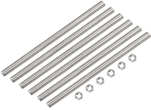 QUARKZMAN 24 Stück Gewindestange M8 x 330mm mit Sechskantmuttern, Gewindestangen Vollgewinde Gewindestab Edelstahl 304 Gewindebolzen Gewindestifte Gewindestäbe für Möbeln Sport Geräte