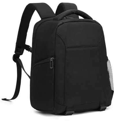 Andoer Mochila para Cámara, Mochila Fotografia Impermeable con Divisores Flexibles Compatible con computadora portátil/Canon/Nikon/Sony/Cuerpo de cámara SLR Digital/Lente/Trípode/Botella de Agua