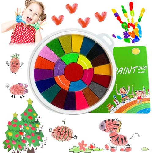 ZONEWD Fingerfarben Kinder Ungiftig Waschbar Fingermalfarben Mit Buch Baby Fingerfarben Kinder Ab 2 Jahre Lustig Finger Painting Geschenk Für Jungen Und Mädchen