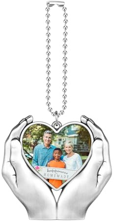 PiercingJak Auto Deko Rückspiegel Anhänger mit Foto Personalisiert Herz Fotorahmen in Händen Spiegelanhänger Liebe Süße Geschenke für Freunde Partner Paare Pärchen Familie