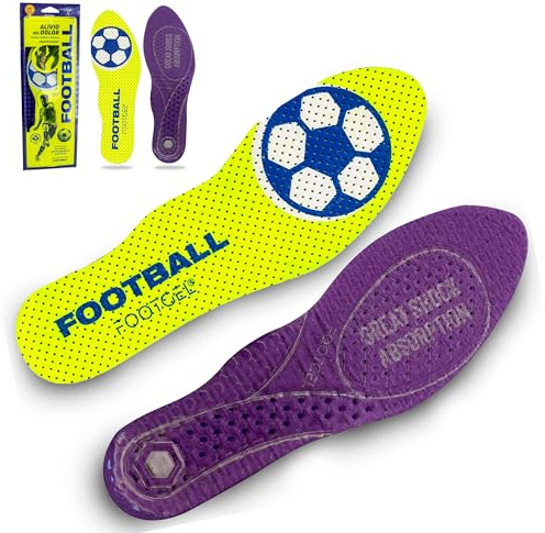 Footgel -Solette Scarpe Calcio | Solette Sportive in Gel Uomo/Donna Traspiranti e Confortevoli | Stabilizzanti, Aiutano a Prevenire Fastidi a Piedi, Ginocchia e Zona Lombare | Taglie 35-38