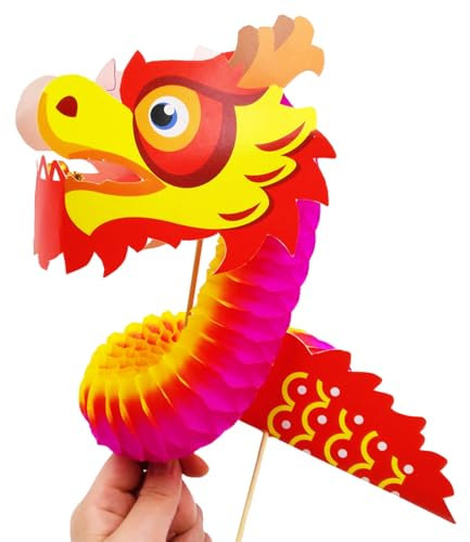 FASSME Chinesischer Neujahrsdrache, Mondneujahrsdekorationen | 3D chinesische Papierdrachengirlande für Neujahr,Multifunktionales Jahr des Drachen-Mondneujahrs-Drachengeschenke, DIY-Puppensets für