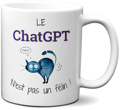 L'Esprit Des Anges Tasse-Mug Cadeau Chat Humour Intelligence Artificielle - Le Chat GPT n'est pas un Félin - Original Amusant Marrant Rigolo Anniversaire